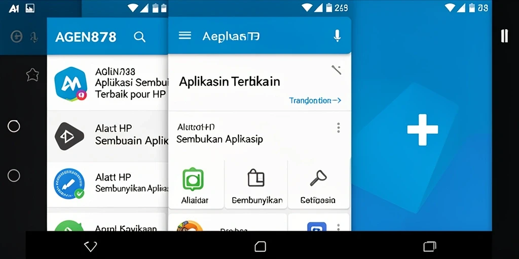 Antarmuka aplikasi AGEN878 yang menunjukkan fitur Sembunyikan Aplikasi.