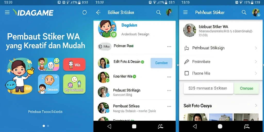 Tampilan antarmuka aplikasi IDAGAME untuk pembuatan stiker WA.