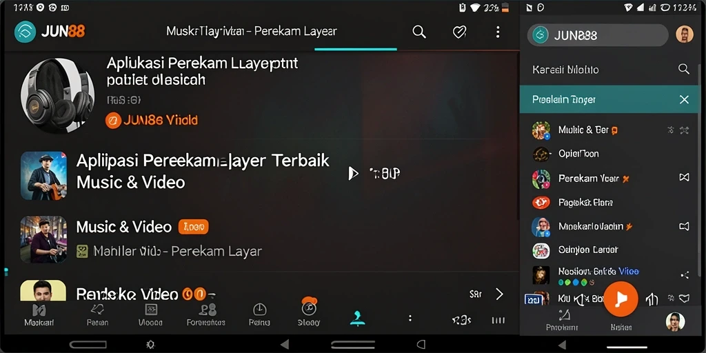 Tampilan antarmuka aplikasi Perekam Layar JUN88 yang modern dan mudah digunakan.