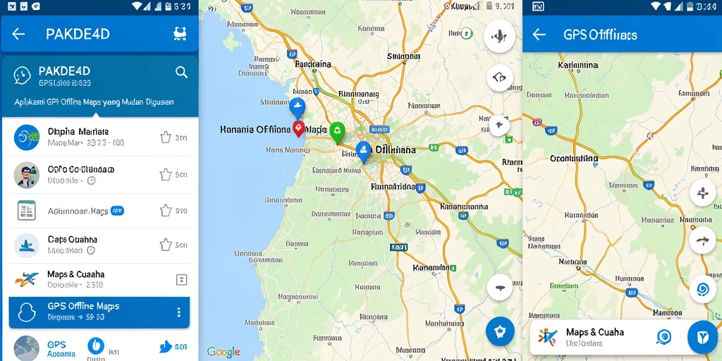 Tampilan antarmuka aplikasi PAKDE4D untuk GPS Offline Maps.