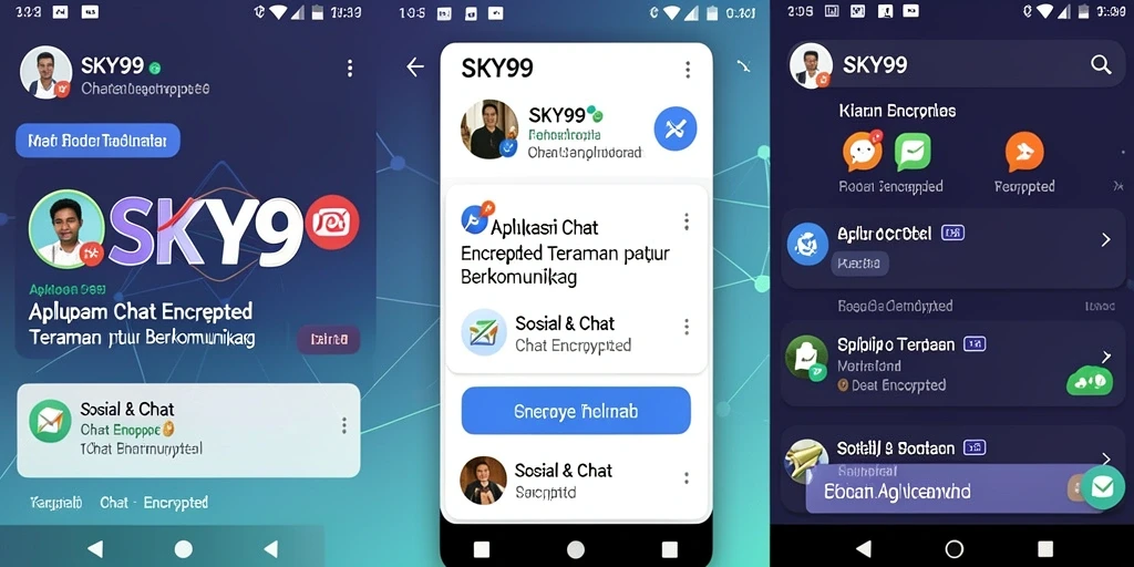 Tampilan antarmuka aplikasi Chat Encrypted SKY99 yang modern dan aman.
